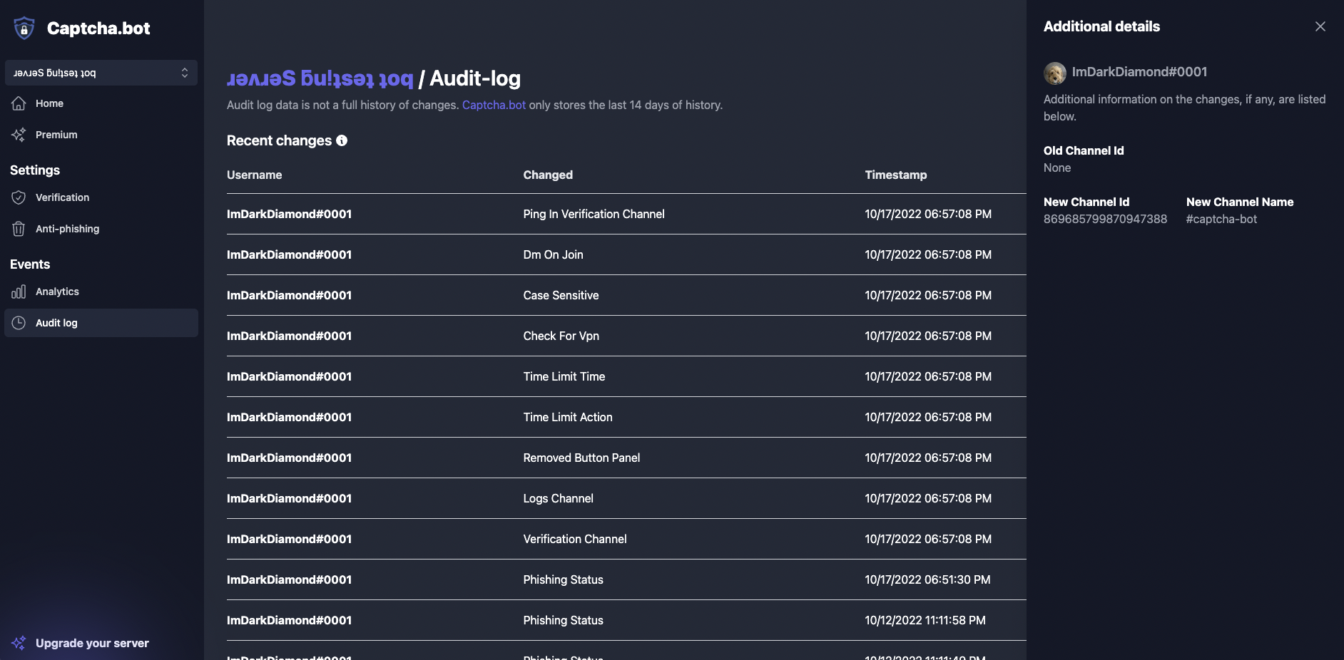 Audit log extra preview
