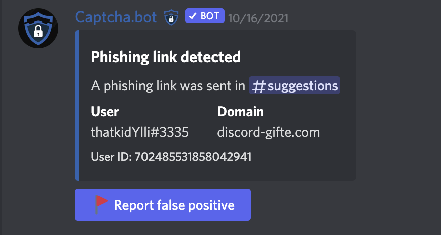 Phishing log example